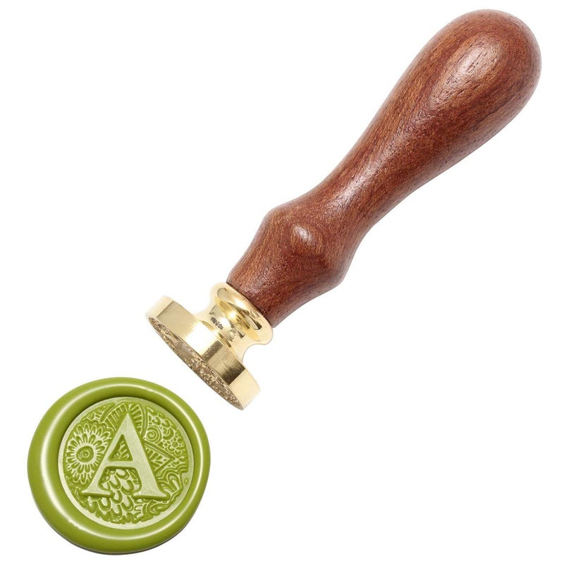 Yoption Letter A Wax Seal Stamp, Yoption Brass Head Botanical Alphabet Initial Sealing Stamp with Wooden Handle - Image 4